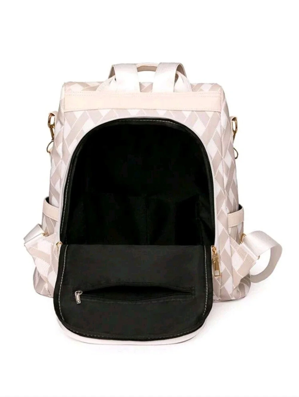 Beige- Lightweight, Portable Fashioable Ladies Travel Backpack With Anti-theft